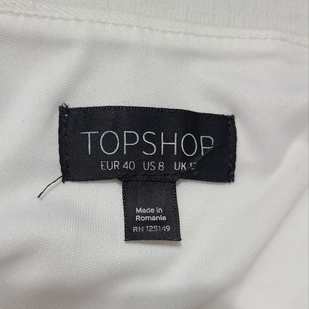 TOPSHOP Women's White Scalloped Mini Skirt sz 8 - Picture 4 of 5